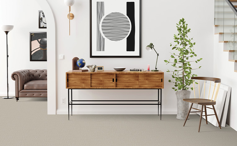 canadian grey carpet with plant