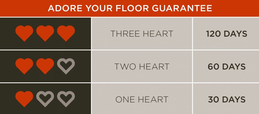 Flooring Canada Adore Your Floor Guarantee Heart Chart