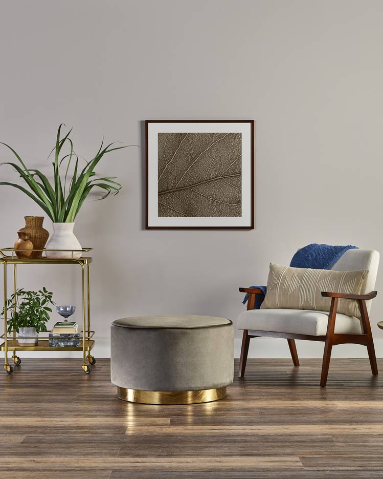 Modern living room with newly installed floor.